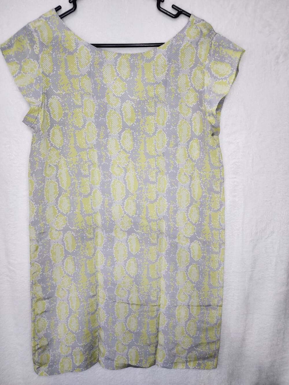 Joie Silk Top Size S Yellow Grey Snake Print Cap Sleeve Blouse
